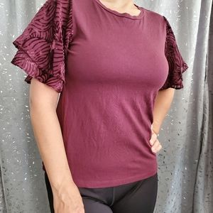 🔴 $25 🌞 MICHAEL  Michael Kors Double Ruffle Sleeve Top, Small